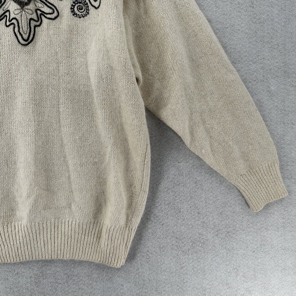 Diffusion Sweater Womens MED Ivory Southwestern Fair Isle Angora Silk Turtleneck - Picture 5 of 14